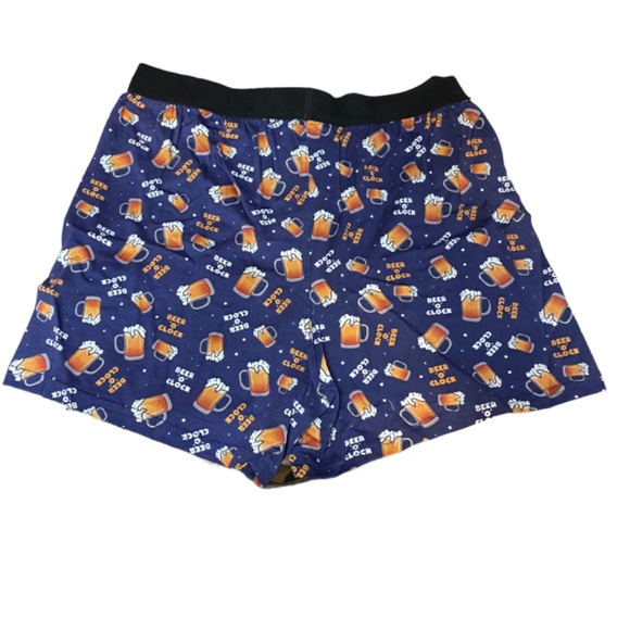 Mens Yo And Co Boxers Beer O Clock - Size M Navy Graphic Stretch Breathable New - Picture 1 of 11